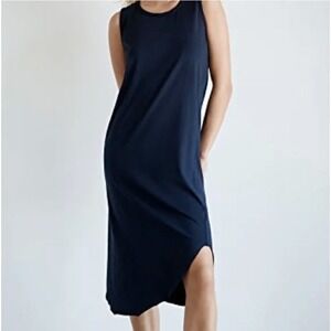 Frank & Eileen Tee‎ Lab Asymmetrical Midi Sleeveless Tank Dress Black Cotton
